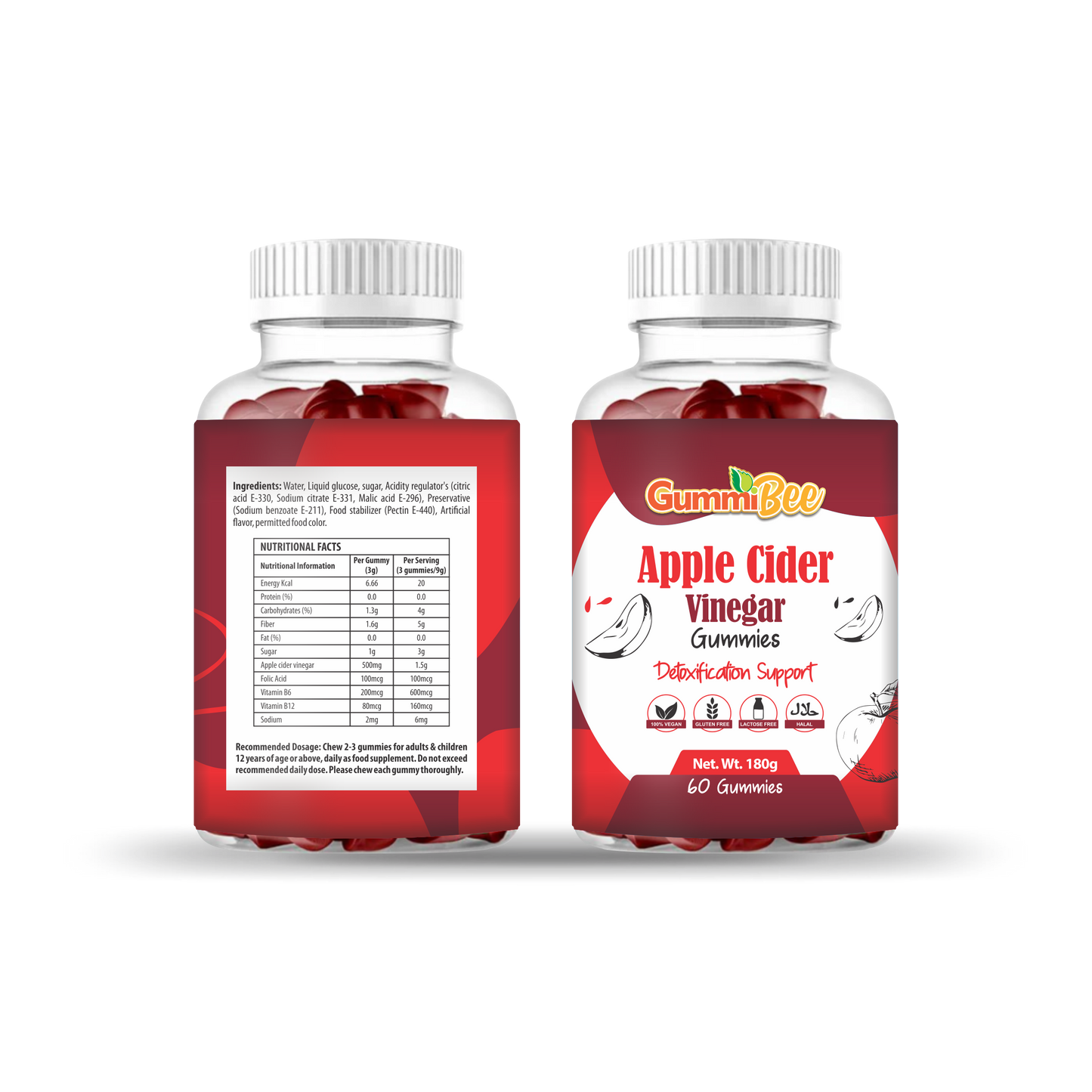 GummiBee Apple Cider Vinegar Gummies - Apple Flavor (60 Gummies)