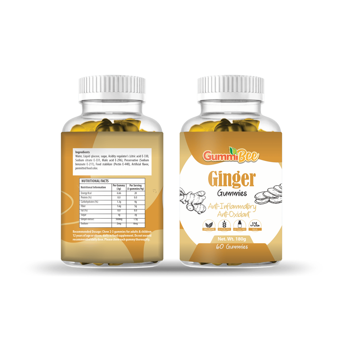 GummiBee Ginger Gummies - Ginger Flavor (60 Gummies) - healthkitpk