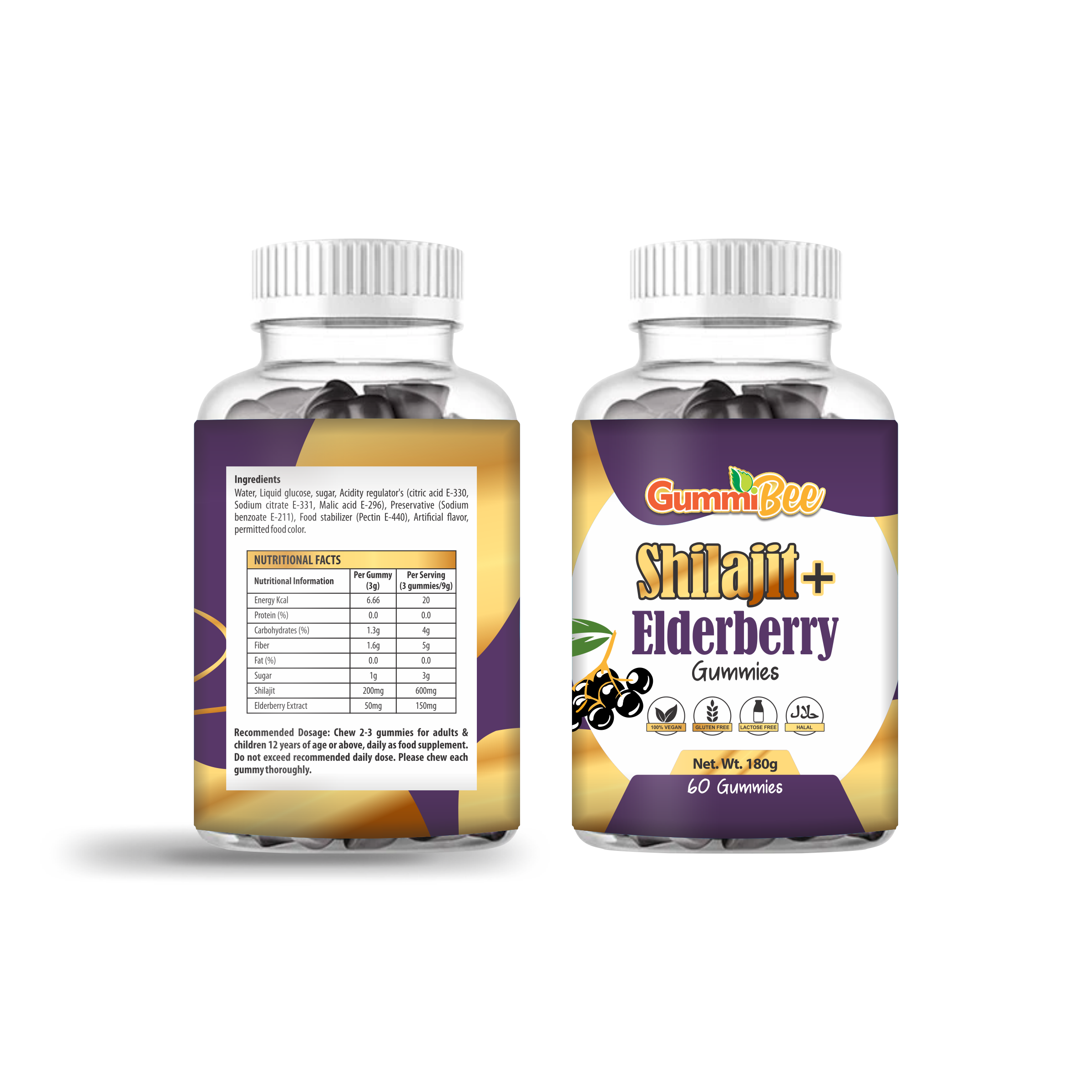 GummiBee Shilajit + Elderberry Gummies – Elderberry Flavor (60 Gummies)