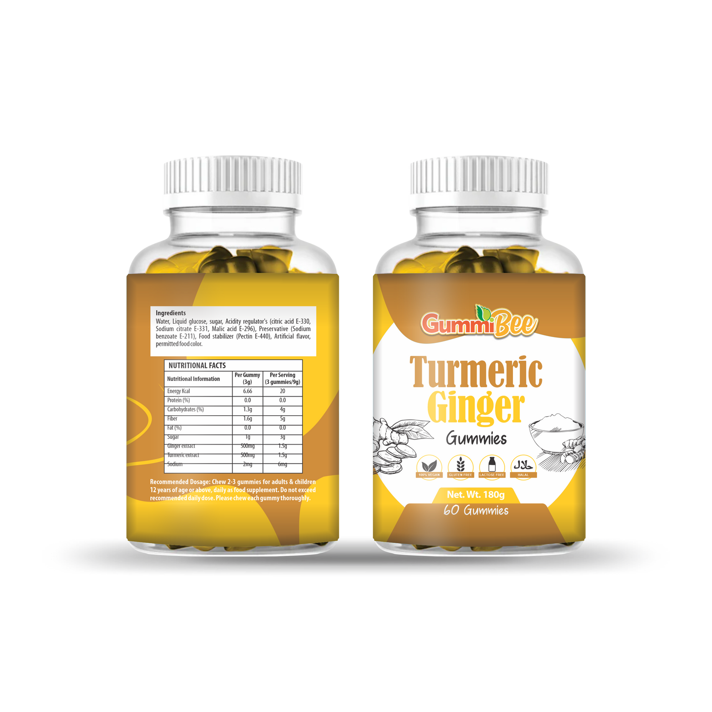 GummiBee Turmeric + Ginger Gummies - Ginger Flavor (60 Gummies)