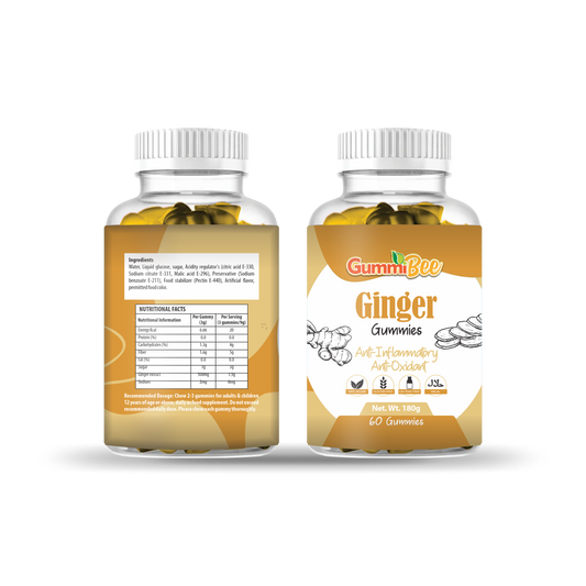 GummiBee Ginger Gummies - Ginger Flavor (60 Gummies)