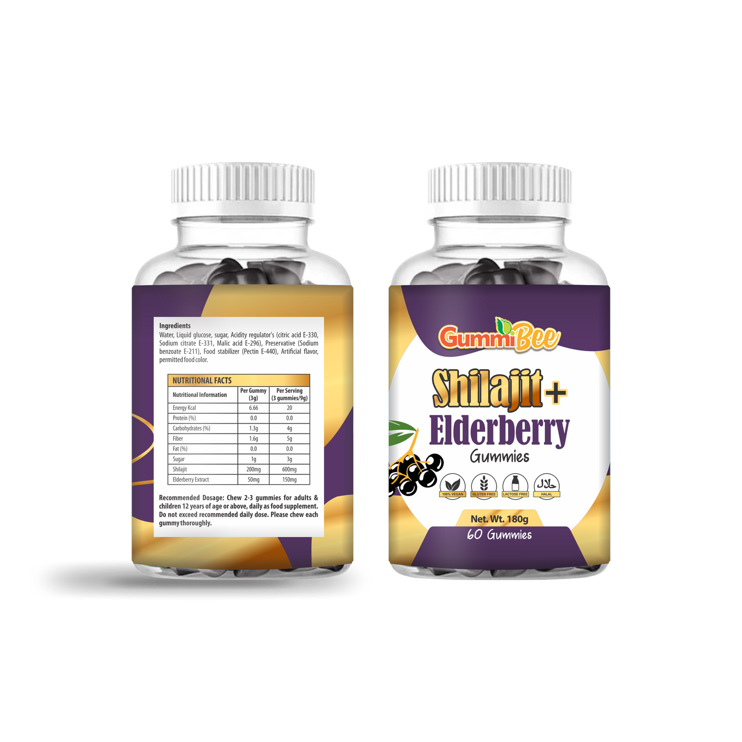 GummiBee Shilajit + Elderberry Gummies – Elderberry Flavor (60 Gummies)